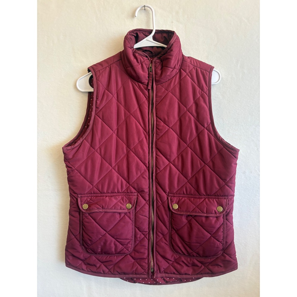 Altar'd State Burgundy Quilted Vest Polka Dot Lining ASJKX1040-F17 Womens Medium